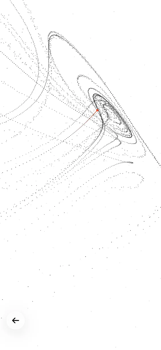 An attractor drawn in white mode on iPhone